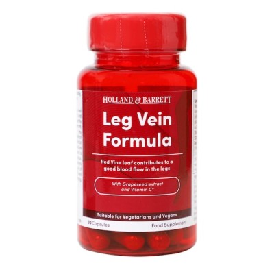 Leg Vein Formula 30 капсули | Holland & Barrett Повишава притока на кръв към краката Предпазва от появата на разширени вени Поддържа нивата на кръвната захар Формула за Здрави Вени на Краката на капсул Leg Vein Formula 30 капсули | Holland & Barre