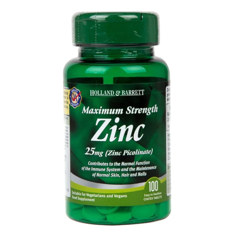 Maximum Strength Zinc Picolinate 25 мг 100 таблетки | Holland & Barrett Цинкът е необходим за развитието и функционирането на клетките, свързани с Вашия имунитет Поддържа очното здраве Основен компонент з Maximum Strength Zinc Picolinate 25 мг 100 таб