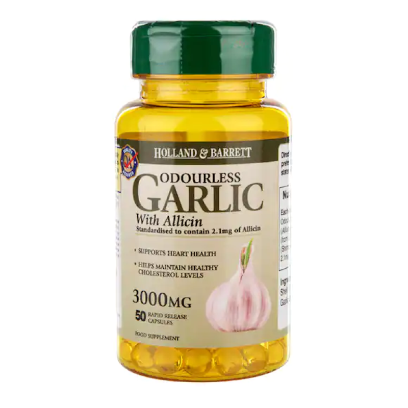 Odourless Garlic with Allicin 3000 мг 50 капсули | Holland & Barrett