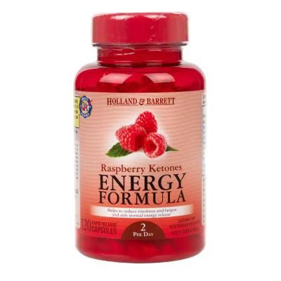 Raspberry Ketones Energy Formula 120 капсули | Holland & Barrett  Предотвратява трупането на мазнини Намалява затлъстяването Пръв помощник в желанието Ви за елегантна фигура Формула за Енергия с М Raspberry Ketones Energy Formula 120 капсули | Holland