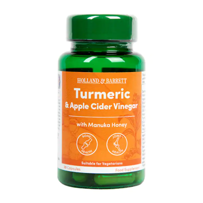 Turmeric and Apple Cider Vinegar with Manuka Honey 30 капсули | Holland & Barrett Естествен продукт Облекчава куп нездравословни проблеми Мощен антиоксидант Стимулира имунната система и дава сили на ор Turmeric and Apple Cider Vinegar with Manuka Hone
