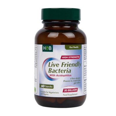 Ultra Maximum Acidophilus 20 млрд. CFU 60 капсули | Holland & Barrett Грижи се за здравето на стомаха и правилното храносмилане Предпазва от поява на диария или запек Източник на 20 милиарда приятелски ба Ultra Maximum Acidophilus 20 млрд. CFU 60 капс