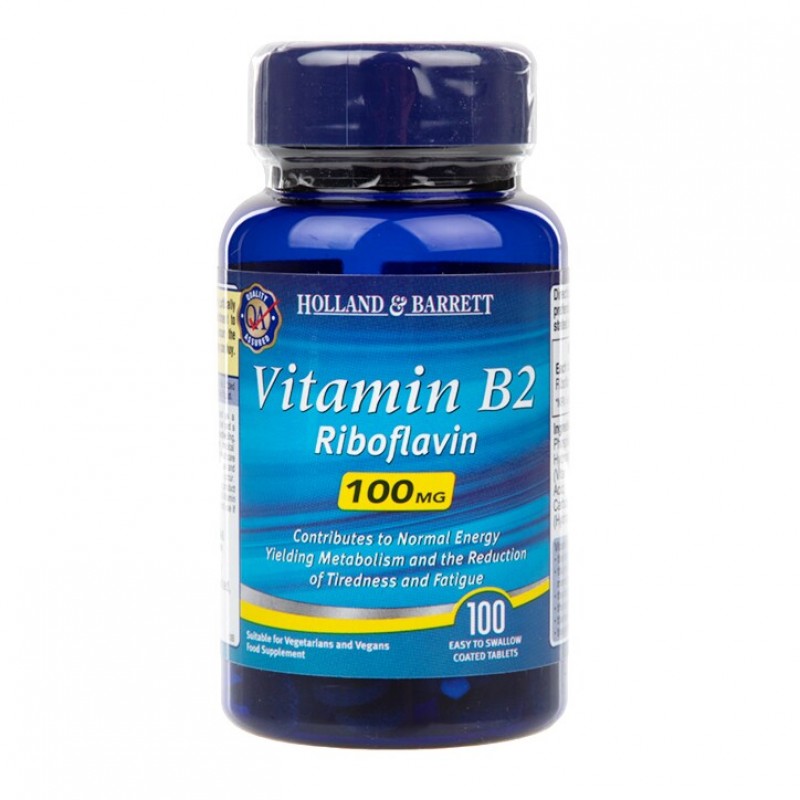 Riboflavin Vitamin B2 100 мг 100 таблетки | Holland & Barrett