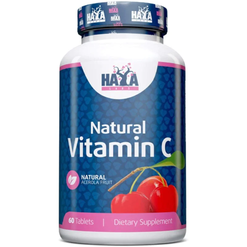 Natural Vitamin C from Acerola 60 таблетки | Haya Labs Мощен антиоксидант – ефективна защита срещу свободните радикали Висока бионаличност и множество здравословни свойства Подобрява паметта и фокуса&nb Natural Vitamin C from Acerola 60 таблетки | Hay