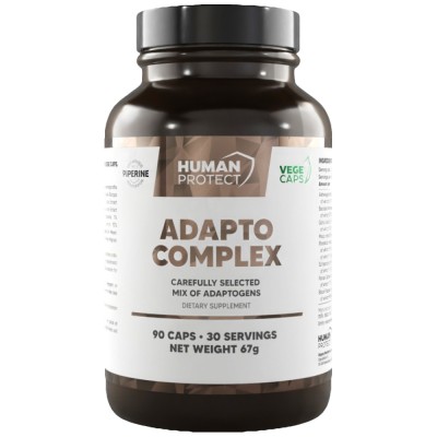 Adapto Complex | Adaptogenic Matrix with Ashwagandha, Bacopa, Rhodiola, Ginseng - 90 капсули | Human Protect