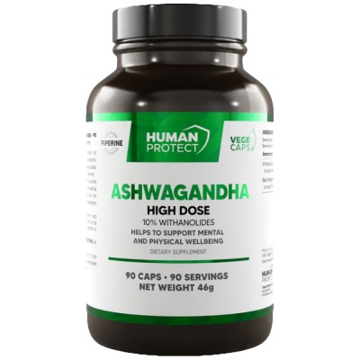 Ashwagandha 400 mg | High Dose 10% Withanolides - 90 капсули | Human Protect Ashwagandha 400 mg | High Dose 10% Withanolides - 90 капсули | Human Protect