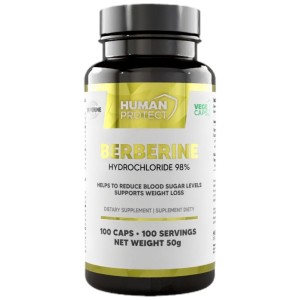 Berberine HCl 400 mg 98% | with Piperine - 100 капсули | Human Protect Berberine HCl 400 mg 98% | with Piperine - 100 капсули | Human Protect