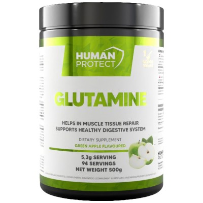 Glutamine Powder - Зелена ябълка 500 г | Human Protect