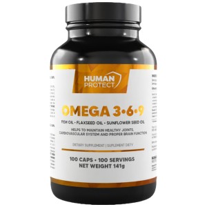 Omega 3-6-9 | with Fish Oil, Flax Oil & Sunflower Oil - 100 капсули | Human Protect