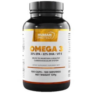 Omega 3 | with 33% EPA & 22% DHA - 100 Гел капсули | Human Protect