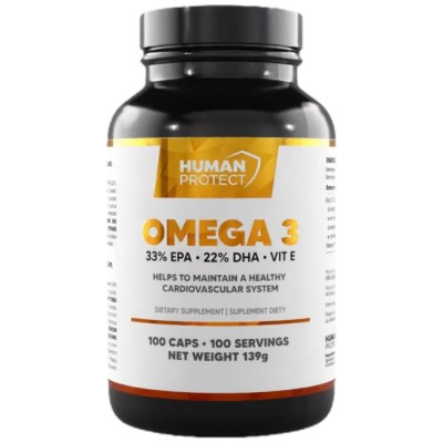 Omega 3 | with 33% EPA & 22% DHA - 100 Гел капсули | Human Protect