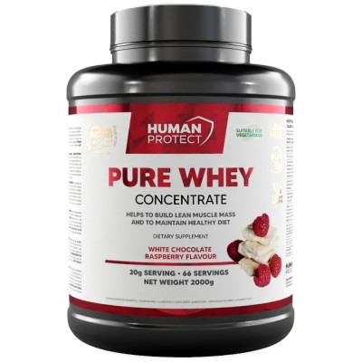 Pure Whey Concentrate - Бял шоколад с малини 2000 г | Human Protect