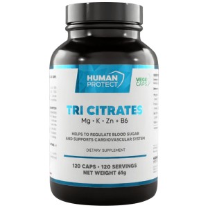 Tri Citrate | Magnesium + Potassium + Zinc - 120 капсули | Human Protect Tri Citrate | Magnesium + Potassium + Zinc - 120 капсули | Human Protect