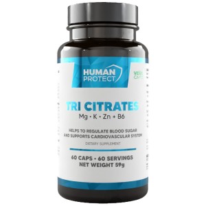Tri Citrate | Magnesium + Potassium + Zinc - 60 капсули | Human Protect Tri Citrate | Magnesium + Potassium + Zinc - 60 капсули | Human Protect