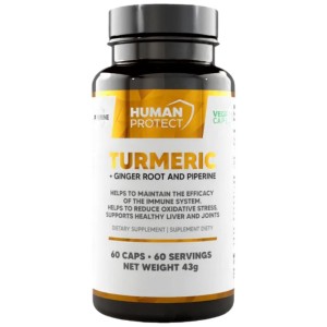 Turmeric with Ginger Root | with 95% Curcuminoids & 5% Gingerols - 60 капсули | Human Protect