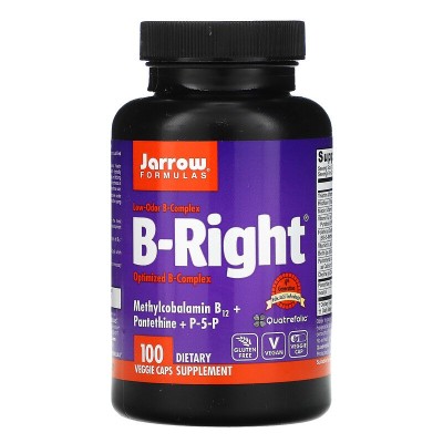 B-Right (Complex) 100 веге капсули | Jarrow Formulas Помага в борбата със стрес и депресия Участва в растежа и развитието на клетките Спомага обмяната на веществата Стимулира имунната защита Отгова B-Right (Complex) 100 веге капсули | Jarrow Formulas Пома