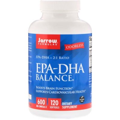 EPA-DHA Balance 600 мг Омега-3 120/240 гел-капсули | Jarrow Formulas Без мирис Повишава мозъчната функция Насърчава здравето на сърдечно-съдовата система EPA-DHA Баланс с 600 мг Омега-3 дражета е на прекра EPA-DHA Balance 600 мг Омега-3 120/240 гел-капсул