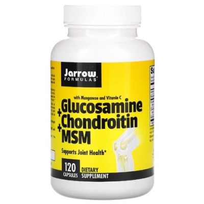 Glucosamine + Chondroitin + MSM 120 капсули | Jarrow Formulas Подпомага здравето на ставите Укрепва и насърчава регенерацията на ставите Намалява болката Глюкозамин + Хондроитин + МСМ капсули е на супер це Glucosamine + Chondroitin + MSM 120 капсули | Jar