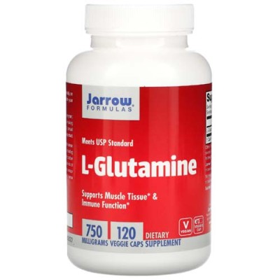 L-Glutamine 750 мг 120 веге капсули | Jarrow Formulas Попълва протеиновия дефицит при хора на веганска диета Помага за възстановяването на мускулния протеин Подпомага функционирането на имунната система По L-Glutamine 750 мг 120 веге капсули | Jarrow Form