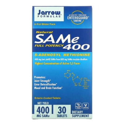 Natural SAMe Full Potency 400 400 мг 30/60 таблетки | Jarrow Formulas Способен да намали симптомите на депресия Има хепатопротективен ефект Подпомага доброто настроение Помага за защита на ставите Подхо Natural SAMe Full Potency 400 400 мг 30/60 таблетки 