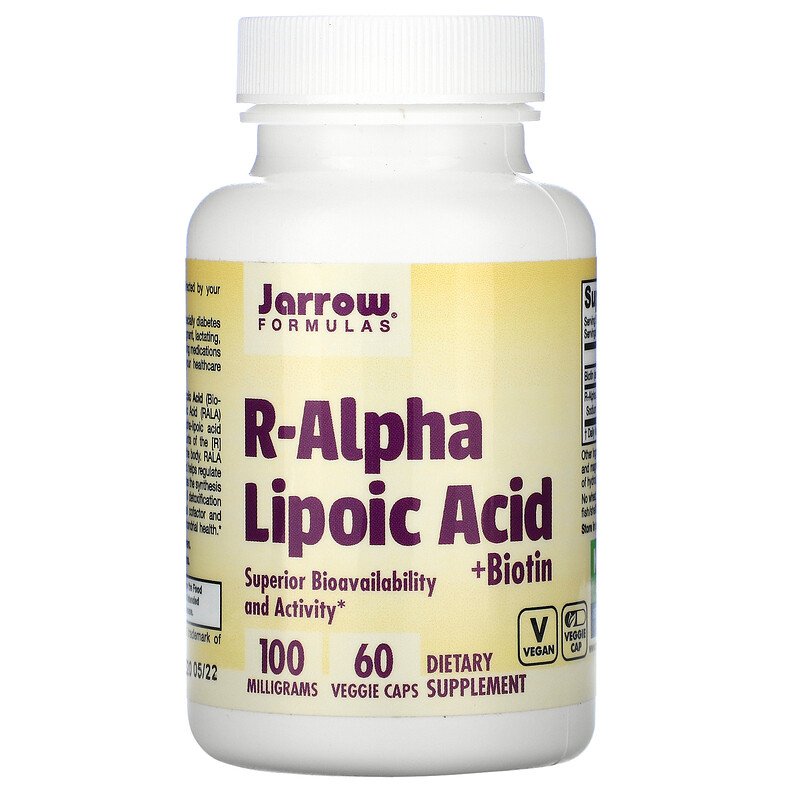 R-Alpha Lipoic Acid + Biotin 60 веге капсули | Jarrow Formulas