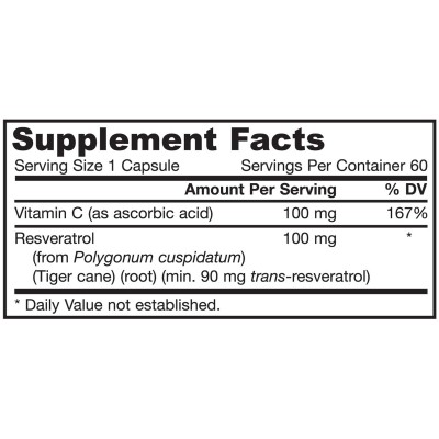 Resveratrol 100 мг 60 капсули | Jarrow Formulas Забавя процесите на стареене Подобрява кръвообращението Мощен антиоксидант Намалява риска от развитие на остеопороза Оказва противовъзпалително дейст Resveratrol 100 мг 60 капсули | Jarrow Formulas Забавя пр