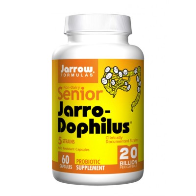 Този продукт не може да бъде закупен онлайн! Senior Jarro-Dophilus 60 вегетариански капсули | Jarrow Formulas Потиска размножението на вредни бактерии При диария или запек При и след приемна антибакте Този продукт не може да бъде закупен онлайн! Senior Ja
