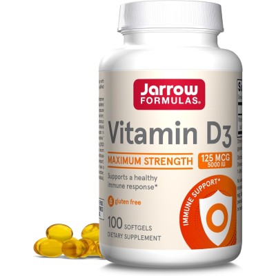 Vitamin D3 5000 IU 100 гел-капсули | Jarrow Formulas Осигурява защита от много заболявания Поддържа здрава имунна система Улеснява чревната абсорбция на калций Поддържа здрави костите Витамин Д3 5000 ед Vitamin D3 5000 IU 100 гел-капсули | Jarrow Formulas