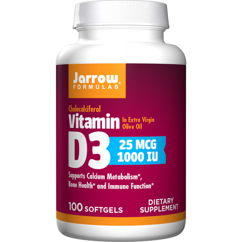 Vitamin D3 (Cholecalciferol) 25 мкг (1000 IU) 100 гел-капсули | Jarrow Formulas