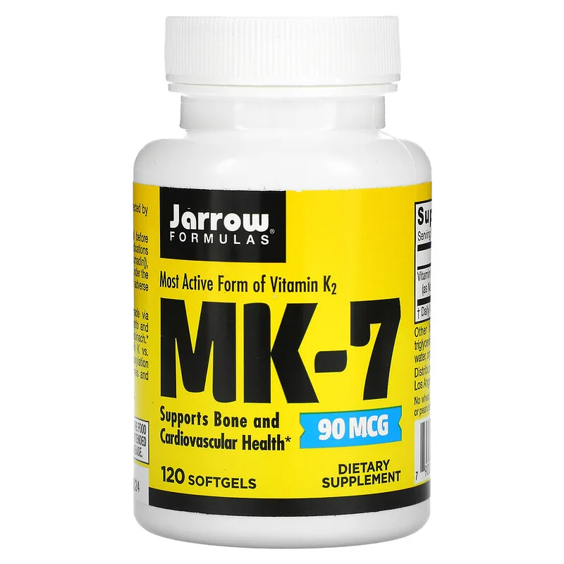 Vitamin K2 MK-7 90 мкг 120 гел-капсули | Jarrow Formulas Оптимизира управлението на калция в организма Помага за поддържане на здрави кости Може да предотврати атеросклерозата Предпазва нервната система от Vitamin K2 MK-7 90 мкг 120 гел-капсули | Jarrow F