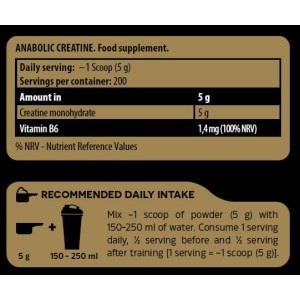 Anabolic Creatine | Creatine Monohydrate Powder - Неовкусен 1000 г | Kevin Levrone