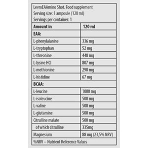 Levro EAAmino Shot | Essential Amino Acids - Маракуя 120 мл