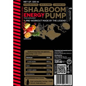 Shaaboom Energy Pump | Ready-To-Drink Pre-Workout Drink - Грейпфрут с лайм 320 мл | Kevin Levrone