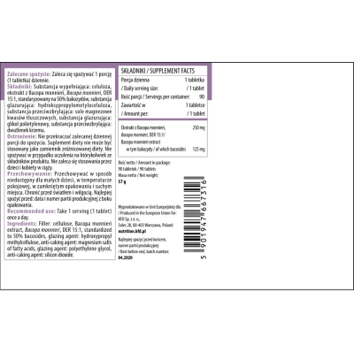 Bacopa Monnieri 90 таблетки | KFD Nutrition Подобрява паметта и стимулира мисловната дейност Намалява тревожността и предпазва от депресия Срещу състояния, предизвикващи Алцхаймер Предпазва от сърдечни про Bacopa Monnieri 90 таблетки | KFD Nutrition Подоб