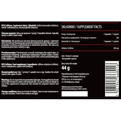 Caffeine 200 мг 100 капсули | KFD Nutrition Чист кофеин в удобна форма на капсули Перфектен преди трудни интелектуални задачи Веднага намалява сънливостта и умората Помага за поддържане на фокуса за по-дъл Caffeine 200 мг 100 капсули | KFD Nutrition Чист 