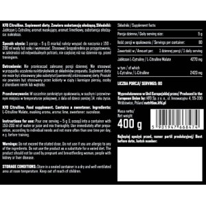 Premium Citrulline Powder 400 гр - Кола с Лайм | KFD Nutrition