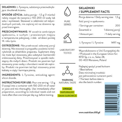 Pure Tyrosine Powder 300 гр | KFD Nutrition Стимулира мозъка и балансира настроението Действа върху справянето със стреса Подпомага възстановителните процеси Подобрява състояния на депресия Чист Тирозин Pure Tyrosine Powder 300 гр | KFD Nutrition Стимулир