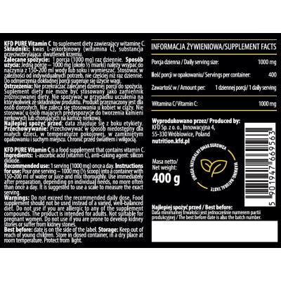 Pure Vitamin C на прах 400 гр | KFD Nutrition Повишава имунитетните сили на организма Мощен антиоксидант За стимулиране производството на колаген Чист Витамин Ц на прах е на топ цена от KFD Nutrition Pure Vitamin C на прах 400 гр | KFD Nutrition Повишава 