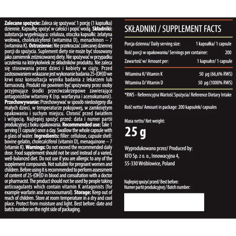 Vitamin D3+K2 200 капсули | KFD Nutrition Vitamin D3+K2 200 капсули | KFD NutritionМощна комбинация между витамин D3 и K2
Грижи се костната система и намалява риска от фрактури
Подобрява здравината на тъканите в организма
Регулира разпределен Vitamin D3+K2 200 капсули | KFD Nutrition Мощна комбинация между витамин D3 и K2 Грижи се костната система и намалява риска от фрактури Подобрява здравината на тъканите в организма Регулира разпределението Vitamin D3+K2 200 капсули | KFD Nutrition Мощна к