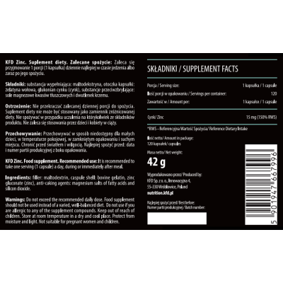 Zinc 15 мг 120 капсули | KFD Nutrition Подпомага имунната система и се грижи за Вашето здраве Добро средство срещу настинка и грип Важен за мъжкото здраве Жизненоважен микроелемент за организма Ви Цинк Zinc 15 мг 120 капсули | KFD Nutrition Подпомага имун