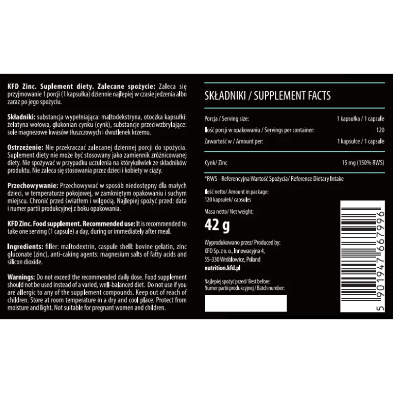 Zinc 15 мг 120 капсули | KFD Nutrition Zinc 15 мг 120 капсули | KFD NutritionПодпомага имунната система и се грижи за Вашето здраве
Добро средство срещу настинка и грип
Важен за мъжкото здраве
Жизненоважен микроелемент за организма Ви
Цинк Zinc 15 мг 120 капсули | KFD Nutrition Подпомага имунната система и се грижи за Вашето здраве Добро средство срещу настинка и грип Важен за мъжкото здраве Жизненоважен микроелемент за организма Ви Цинк Zinc 15 мг 120 капсули | KFD Nutrition Подпомага имун