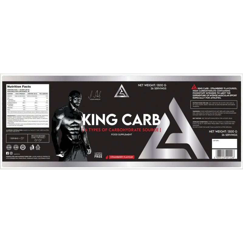 King Carb Powder - 4 Type Carb Matrix 1300 гр | Lazar Angelov Nutrition King Carb Powder - 4 Type Carb Matrix 1300 гр | Lazar Angelov Nutrition