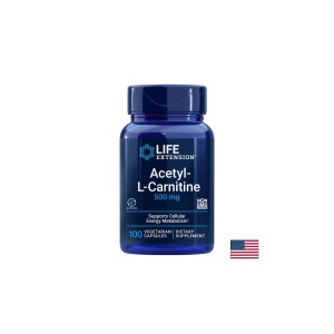 Aцетил L-Карнитин 500 mg + Витамин С (аскорбил палмитат), 100 капсули | Life Extension
