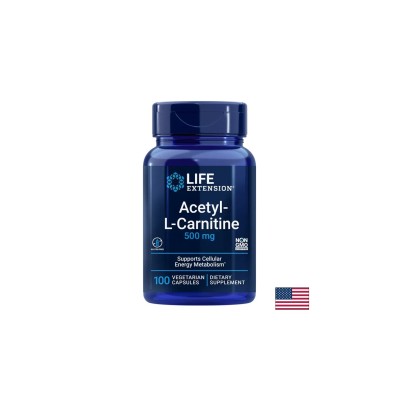 Aцетил L-Карнитин 500 mg + Витамин С (аскорбил палмитат), 100 капсули | Life Extension