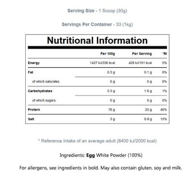 Egg White Powder 1 кг I MYPROTEIN За по-бързото възстановяване на мускулите след физическо напрежение Против мускулно разрушение Помага производството на тестостерон Предоставя на организма ценни вещества Egg White Powder 1 кг I MYPROTEIN За по-бързото въ