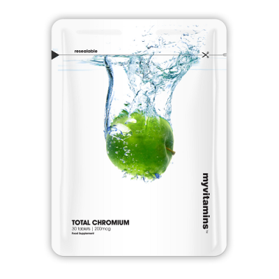 Total Chromium 200 мкг 30 таблетки I Myvitamins Подобрява въглехидратния обмен Срещу диабет Подобрява взаимодействието на клетките и инсулина При хлорен дефицит Срещу хипо и хипергликемия Срещу дефиц Total Chromium 200 мкг 30 таблетки I Myvitamins Подобря