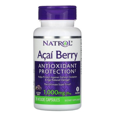 Акай (Acai) 1000 мг 75 вегетариански капсули | Natrol Повишава енергията Помага за регулиране на теглото Подпомага сърдечната дейност Понижава холестерола Акай (Acai) 1000 мг 60 + 15 веге капсули N Акай (Acai) 1000 мг 75 вегетариански капсули | Natrol Пов