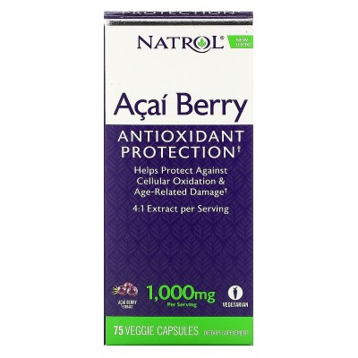 Акай (Acai) 1000 мг 75 вегетариански капсули | Natrol Повишава енергията Помага за регулиране на теглото Подпомага сърдечната дейност Понижава холестерола Акай (Acai) 1000 мг 60 + 15 веге капсули N Акай (Acai) 1000 мг 75 вегетариански капсули | Natrol Пов