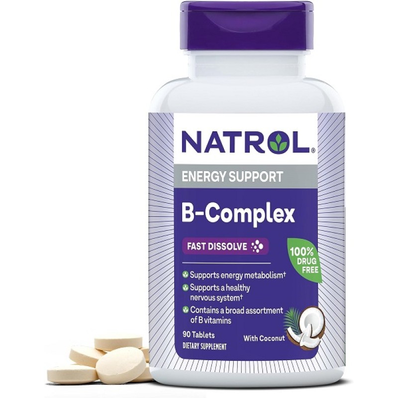 B-Complex Fast Dissolve 90 таблетки | Natrol   Стимулира мозъчната дейност Предпазва от гъбични инфекции Подпомага процеса на отслабване Предпазва от стрес и повишава настроението Пр B-Complex Fast Dissolve 90 таблетки | Natrol   Стимулира мозъчната дейно