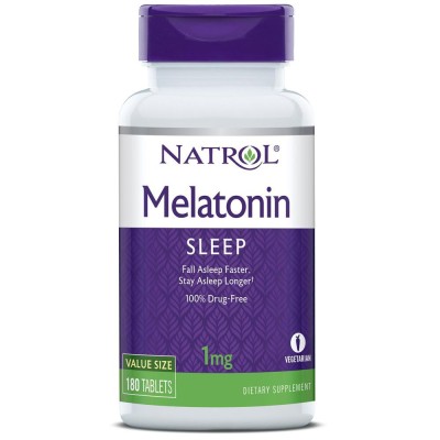 Melatonin 1 мг 180 таблетки | Natrol За здрав сън, без непрестанни пробуждания За успешно и бързо заспиване вечер За добра почивка нощем и добро възстановяване на силите За подобряване качеството на съня и Melatonin 1 мг 180 таблетки | Natrol За здрав сън